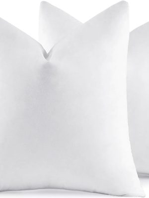 22x22 Pillow Inserts,Set of 2 Down Feather Throw Pillows for Couch Sofa Bed, Decorative Fluffy Throw Pillow Inserts Cotton Fabric,White