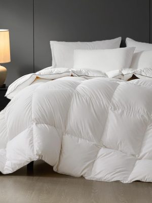 Down Comforter,Medium Weight All-Season Duvet Insert with 8 Loops,Luxury Noiseless Bedding Comforter,White,90"x90"
