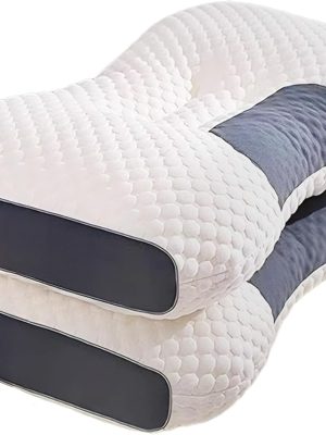 2pcs Extra Soft Massage Neck Pillow with Adjustable Ergonomic Contour Support, Pillow , Hidden Zipper Washable Cover - Modern Design, Suitable for All Seasons (White)