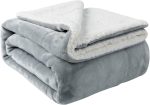 Blanket Twin Thick Warm Blankets for Winter Bed Super Soft Fuzzy Flannel Fleece/Wool Like Reversible Velvet Plush Fabric(Light Grey Twin Size 60"x80")