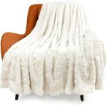Faux Fur Luxury Throw Blanket,Double Side Soft Fluffy Shaggy Fuzzy Blanket for Couch Sofa Bed (Cream, Throw)