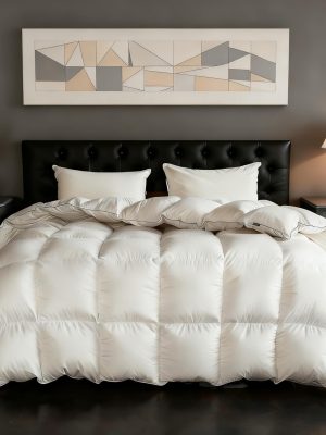 Goose Feather Down Fiber Comforters King Size, Extra Fluffy White Duvet Insert, Ultra-Soft, Breathable, Noiseless, All Season Hotel Luxury Collection Bedding Comforters 106"x90"