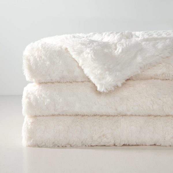 Faux Fur Luxury Throw Blanket,Double Side Soft Fluffy Shaggy Fuzzy Blanket for Couch Sofa Bed (Cream, Throw)