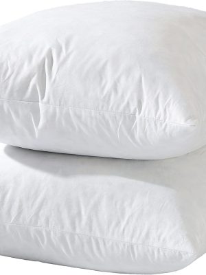 20x20 Decorative Throw Pillow Inserts-Down Feather Pillow Inserts-Square-Cotton Fabric-Set of 2-White.