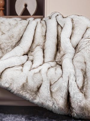 1000GSM Faux Fur Throw Blanket, Super Thick Warm Cozy Heavy Blankets for Couch Bed Sofa, Plush Fuzzy Elegant Winter Reversible Mink Blanket for Living Room Bedroom 50''x60'', WhiteBrown