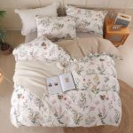 Duvet Cover Queen Size - 100% Cotton Comforter Cover Floral Duvet Cover Sets 3-PC, Breathable Duvet Cover with Zipper Closure & Corner Ties