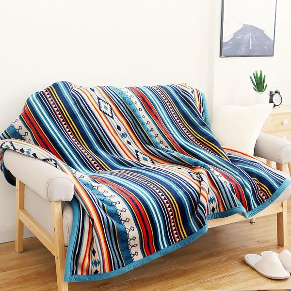Bohemian Throw 80'' x 60''- Soft Plush Flannel Boho Throw Blankets for Bed/Couch/Sofa/Office/Camping