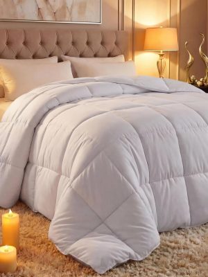 Comforter Duvet Insert, Quilted Comforter with Corner Tabs, Box Stitched Down Alternative Comforters  (White)