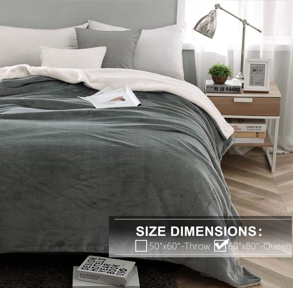 Blanket Twin Thick Warm Blankets for Winter Bed Super Soft Fuzzy Flannel Fleece/Wool Like Reversible Velvet Plush Fabric(Light Grey Twin Size 60"x80")
